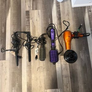 Conair Purple and Orange Hair Styling Tools Set with hair accessories clips